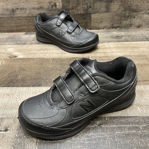 New Balance 577 womens Black Leather Double Strap Walking Shoes Size 6.5 (2E)
